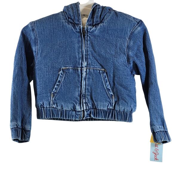 Cat & Jack Fleece Lined Zip-Up Denim Jacket, Size XS, NWT - Picture 1 of 6
